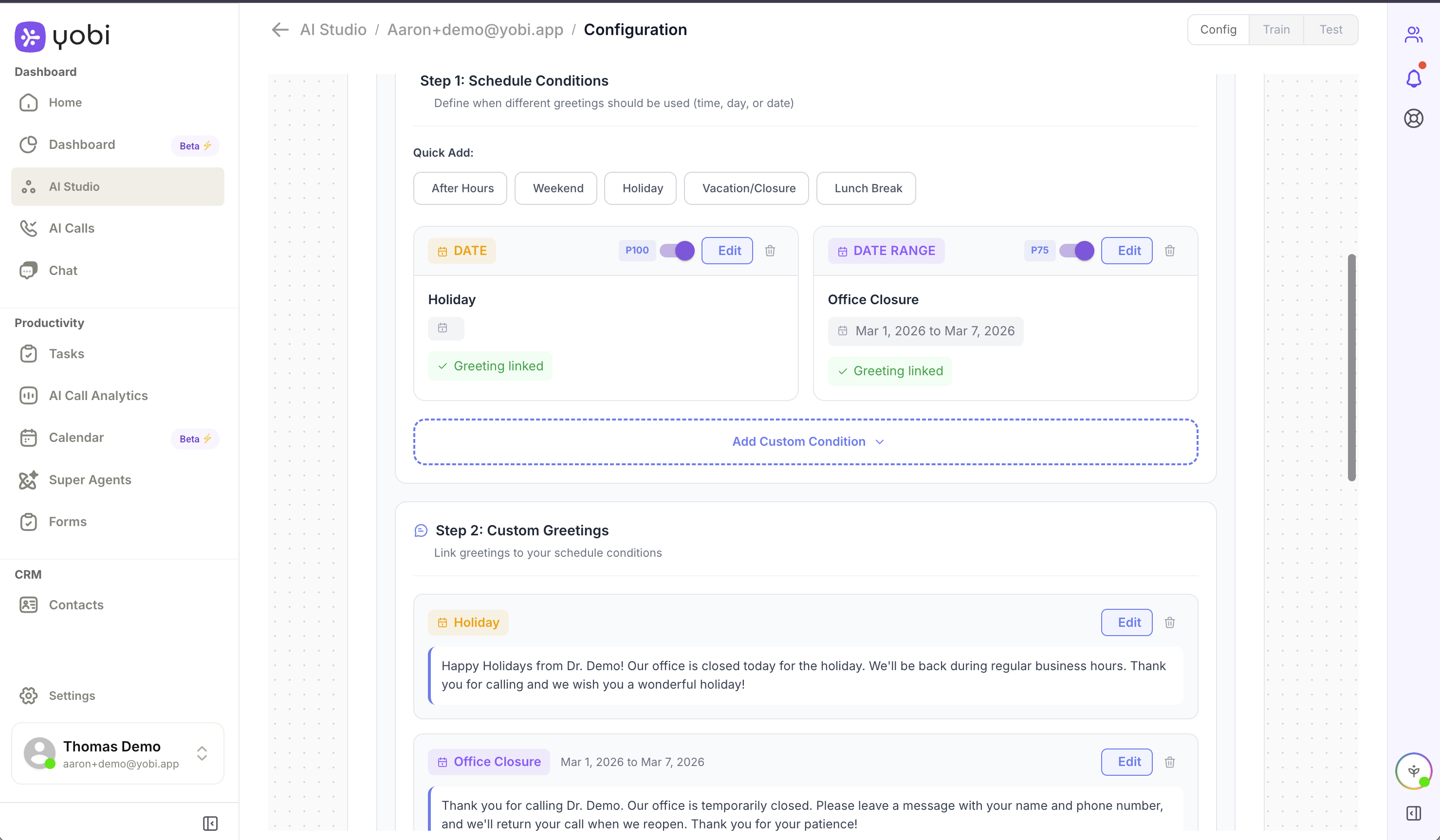 scheduled ai greetings